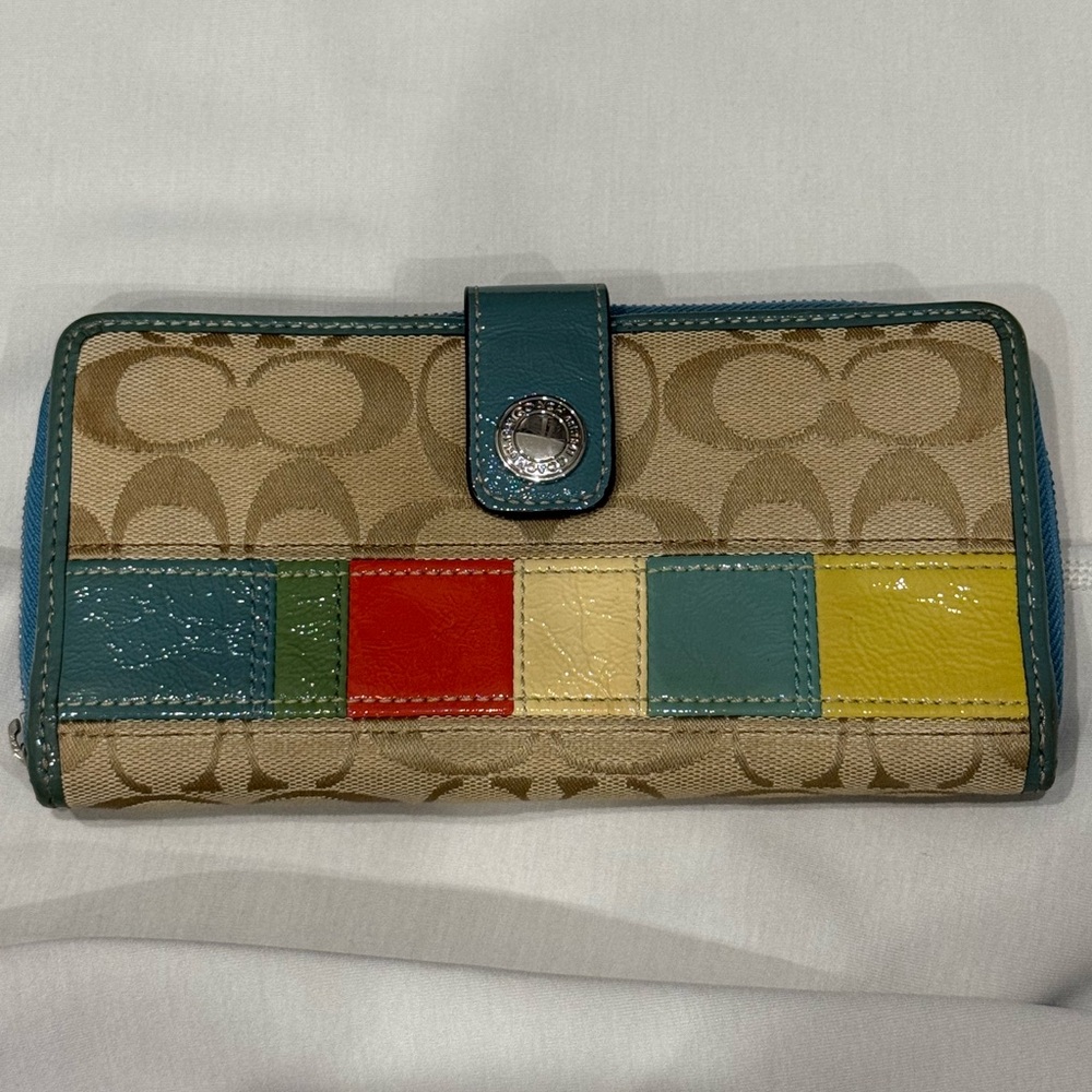 Vintage Coach Multi Color Long Wallet
